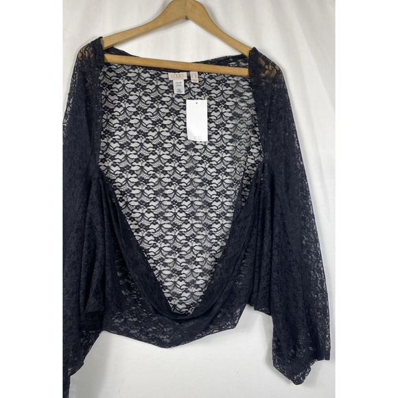 Logo Lori Goldstein Black Lace Pullover Layering Top Whimsigoth Y2K 2X 3X New - Picture 5 of 12